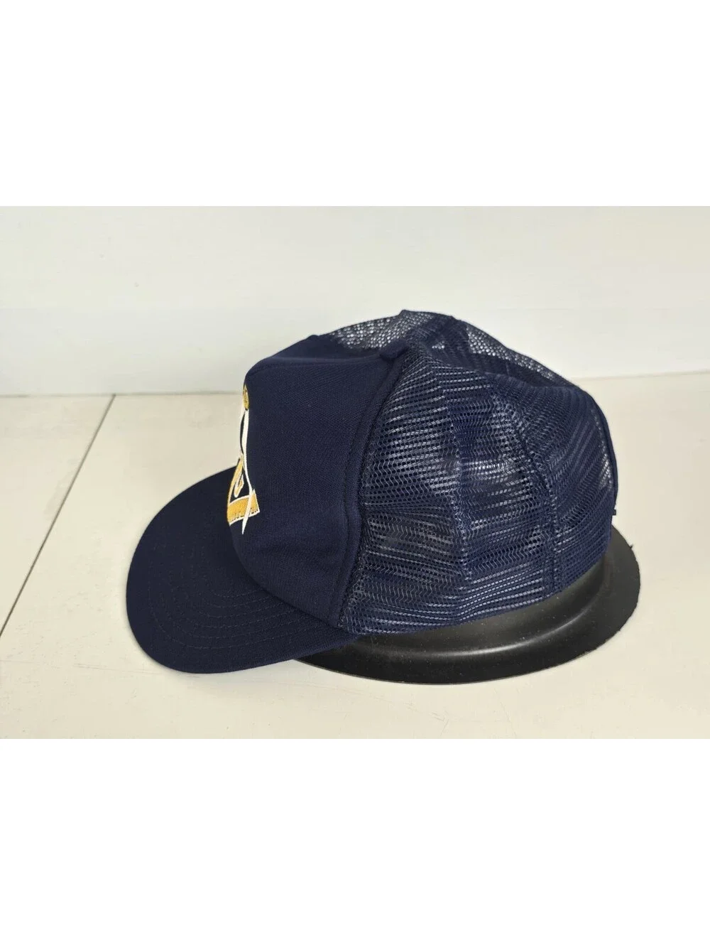 Vintage Free Masons Navy Blue Mesh Trucker Snapback Hat Made In USA NOS